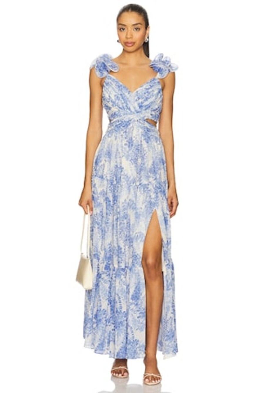 ASTR the Label Fritillaria Maxi Dress Women Size XS Blue Floral
